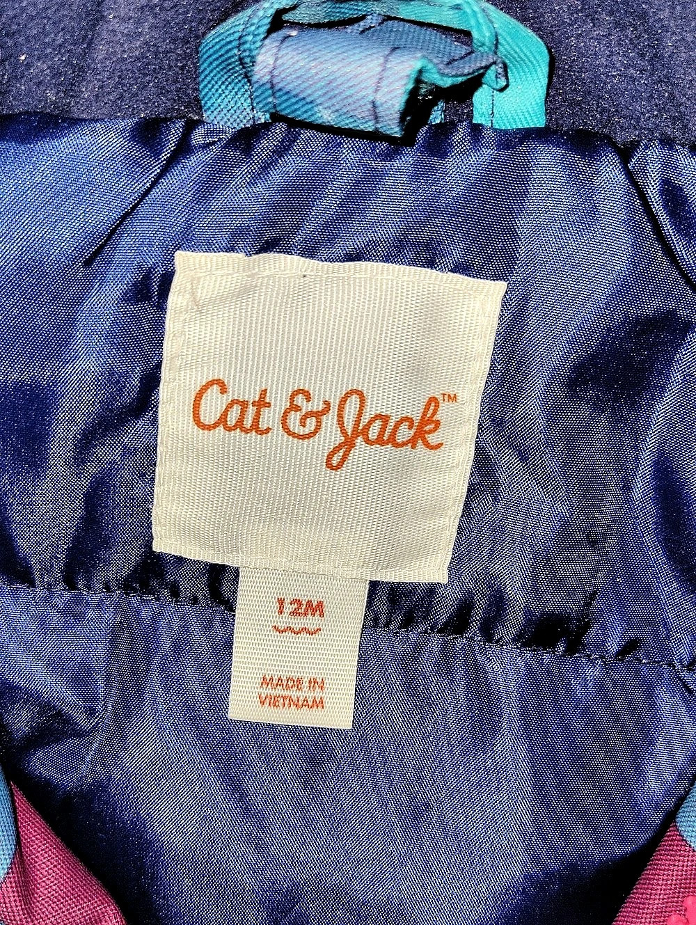 Cat & Jack 2 Layer Toddler Plaid Winter Jacket Girls 12M Blue & Pink - Picture 4 of 4